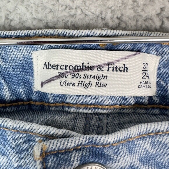 Abercrombie & Fitch 90s Straight Ultra High Rise Jeans NWT Women’s Sz 24L Blue - Picture 5 of 15